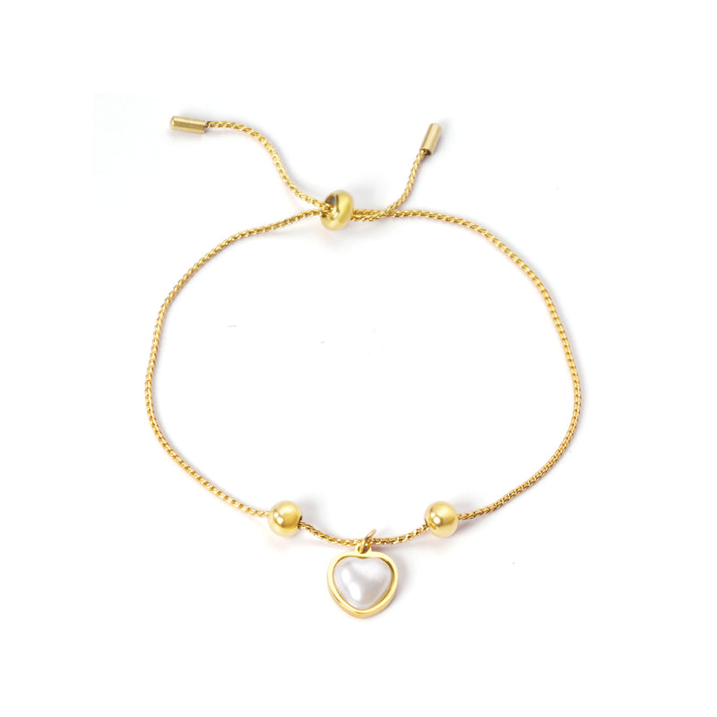Pearls + heart-shaped pearl accessories bracelet 17 + 3cm gold color