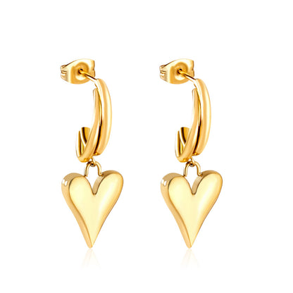C-Shaped Earrings & Heart Shaped Stud Dangles asonjewelry