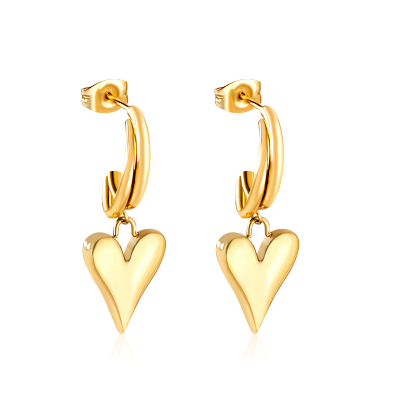 C-Shaped Earrings & Heart Shaped Stud Dangles