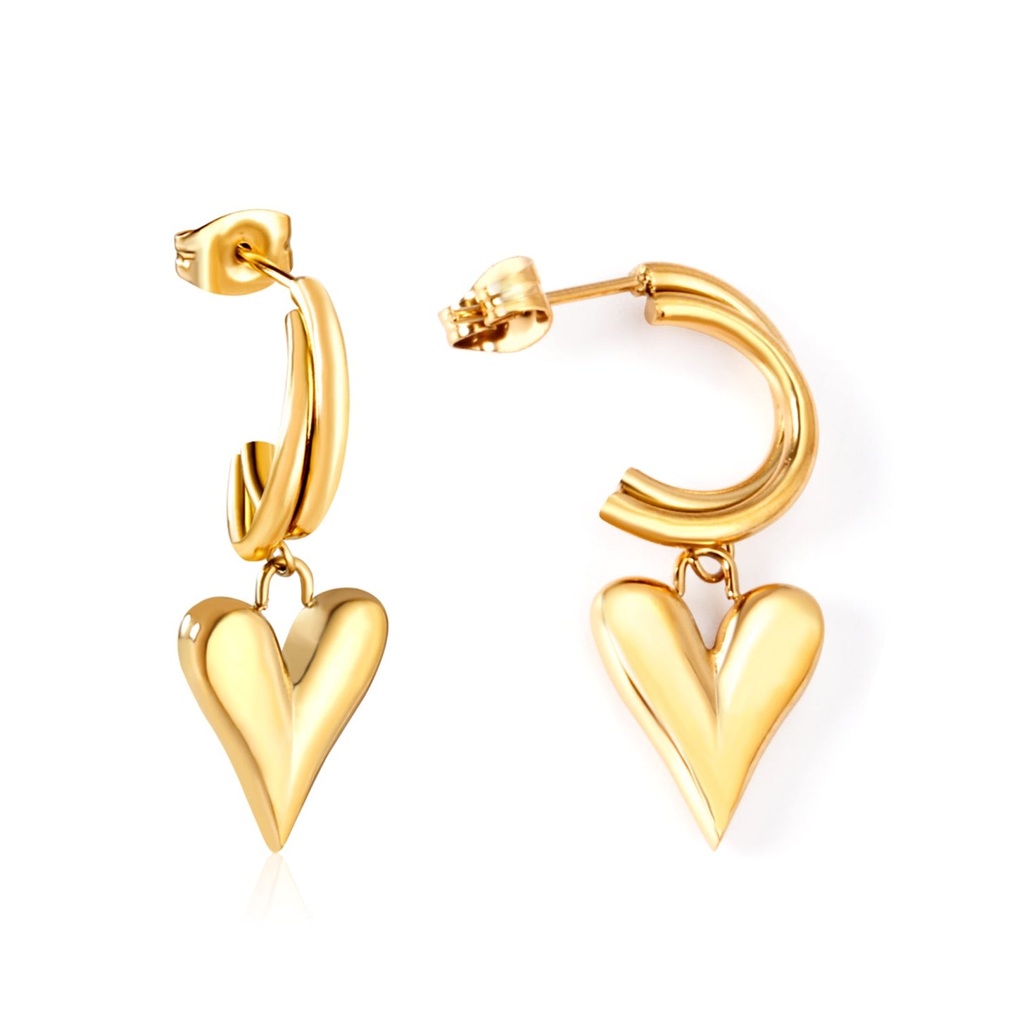 C-Shaped Earrings & Heart Shaped Stud Dangles asonjewelry