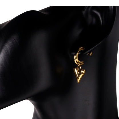 C-Shaped Earrings & Heart Shaped Stud Dangles asonjewelry