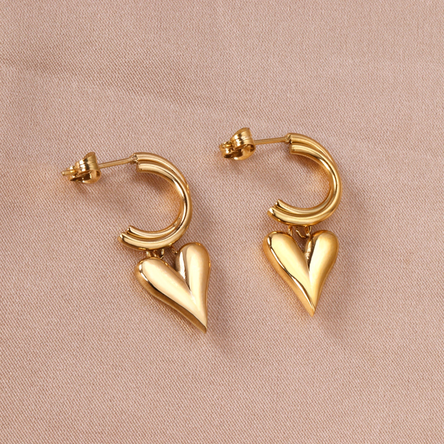C-Shaped Earrings & Heart Shaped Stud Dangles asonjewelry