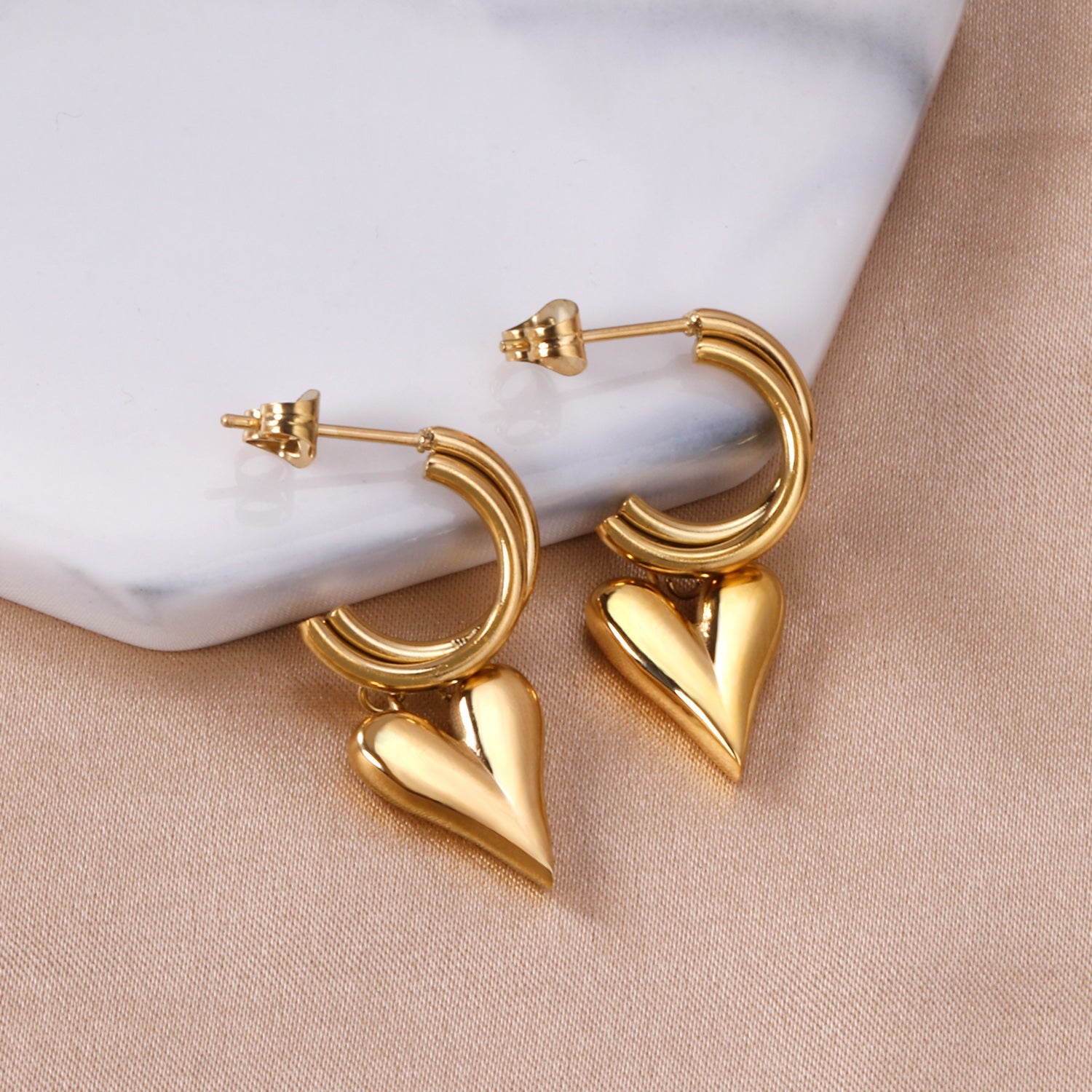C-Shaped Earrings & Heart Shaped Stud Dangles asonjewelry