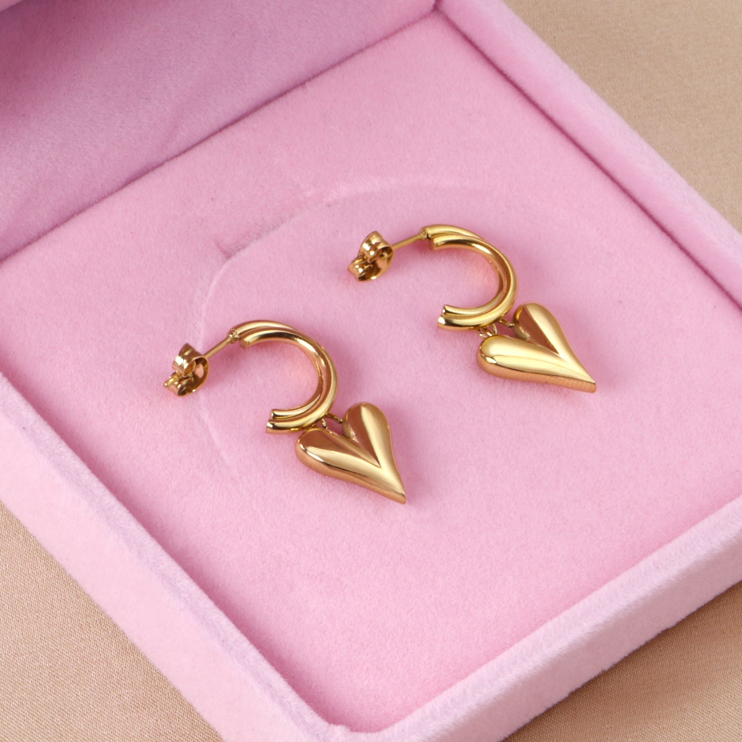 C-Shaped Earrings & Heart Shaped Stud Dangles asonjewelry