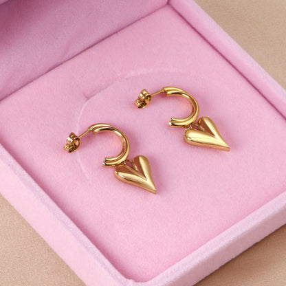 C-Shaped Earrings & Heart Shaped Stud Dangles asonjewelry