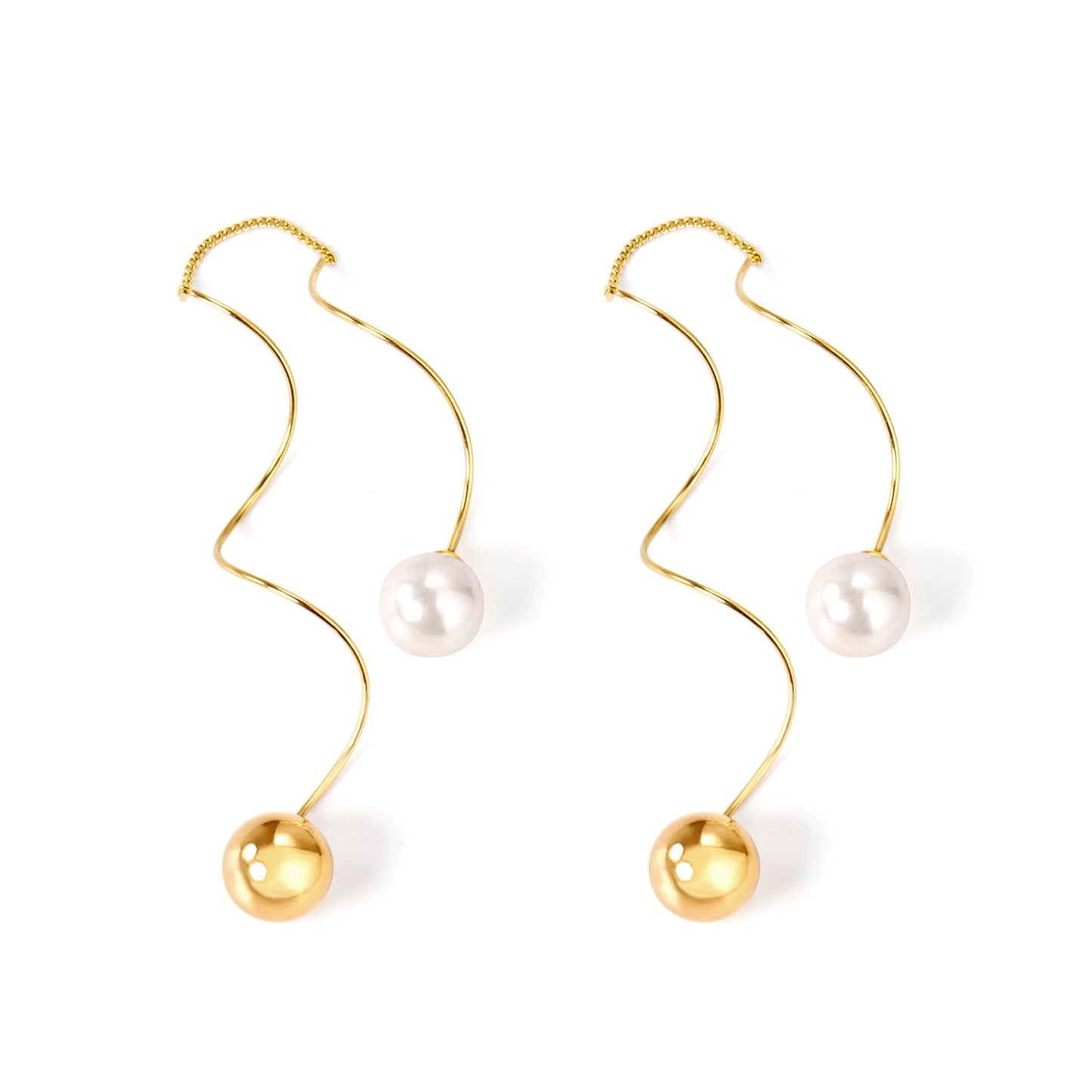 10mm steel beads + 10mm pearl stud earrings asonjewelry