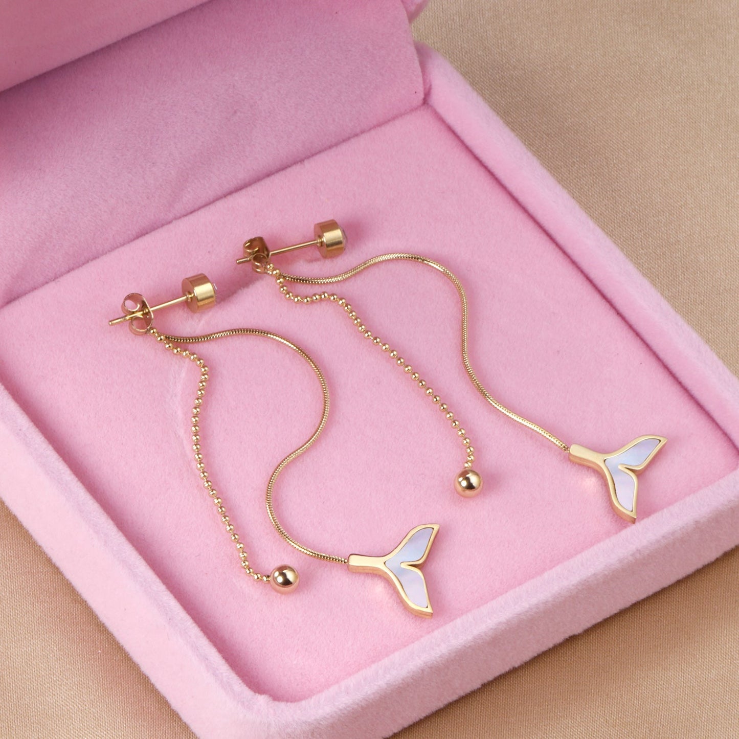 Cylindrical with Diamonds + Steel Beads + Fishtail Earrings asonjewelry