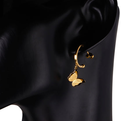 Semi-circle earrings + butterfly + pearl studs asonjewelry