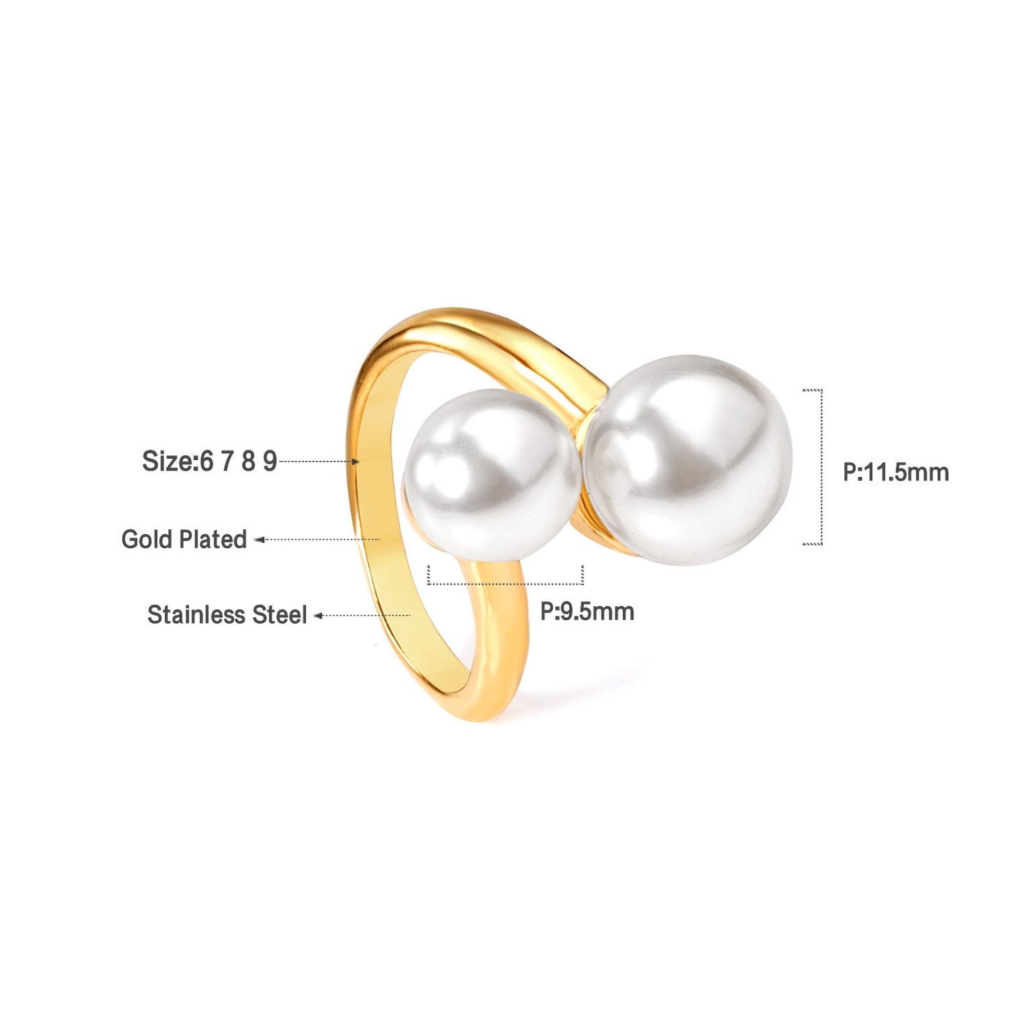 Two large and two small pearls in open pearl setting ring asonjewelry