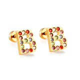 12 pairs Steel/Gold Monogram Screwback Earrings A-Z