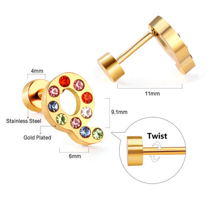 12 pairs Steel/Gold Monogram Screwback Earrings A-Z asonjewelry