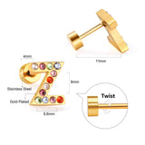 12 pairs Steel/Gold Monogram Screwback Earrings A-Z