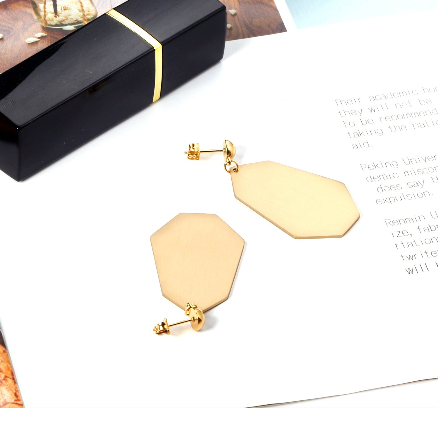 Halved Steel Bead Gloss & Brushed Diamond Earrings asonjewelry