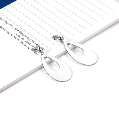 Halved Steel Bead Glossy Oval Earrings asonjewelry