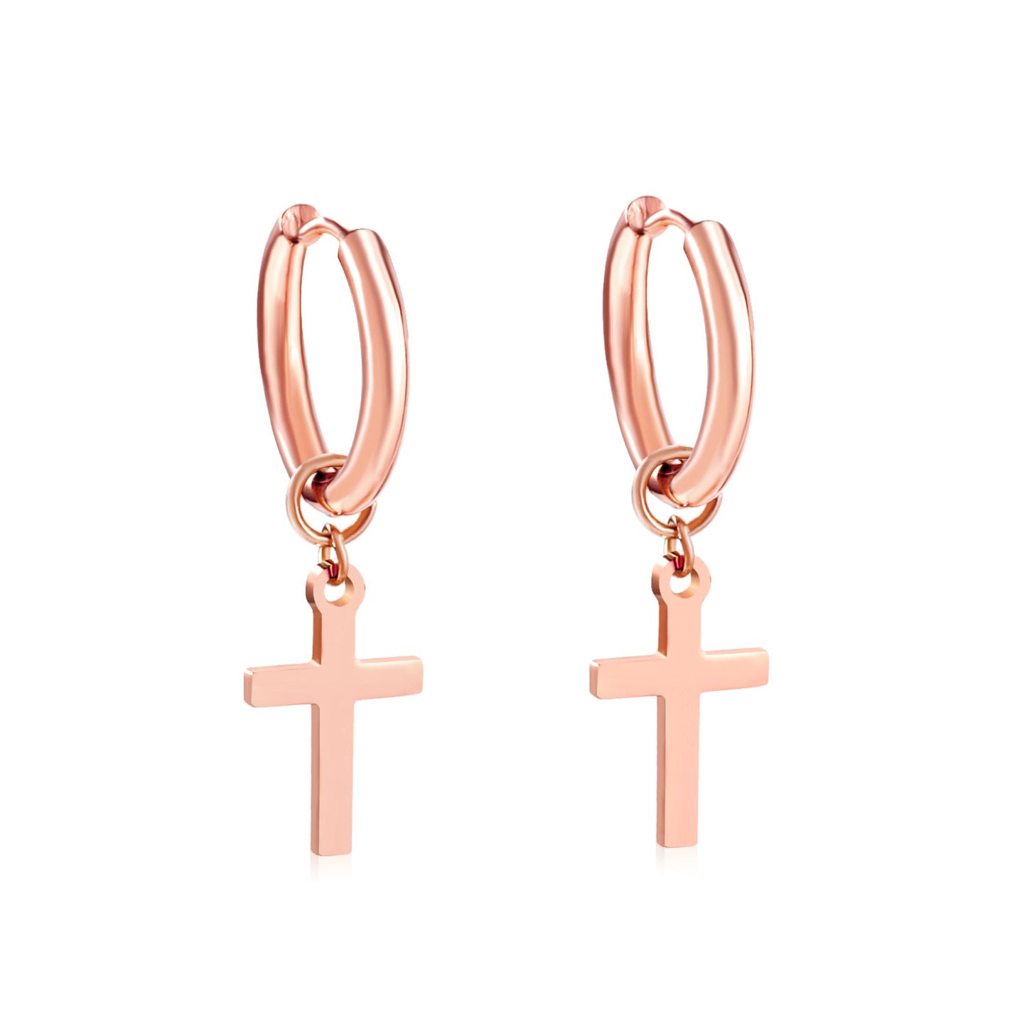 2.5 12mm Internal Wire Earrings-Steel & Gold & Rose Gold & Black Polished + 10x16mm Crosses asonjewelry
