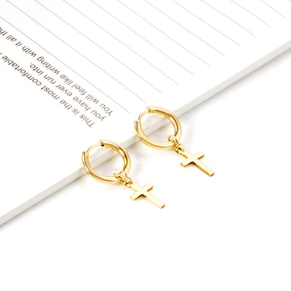 2.5 12mm Internal Wire Earrings-Steel & Gold & Rose Gold & Black Polished + 10x16mm Crosses asonjewelry