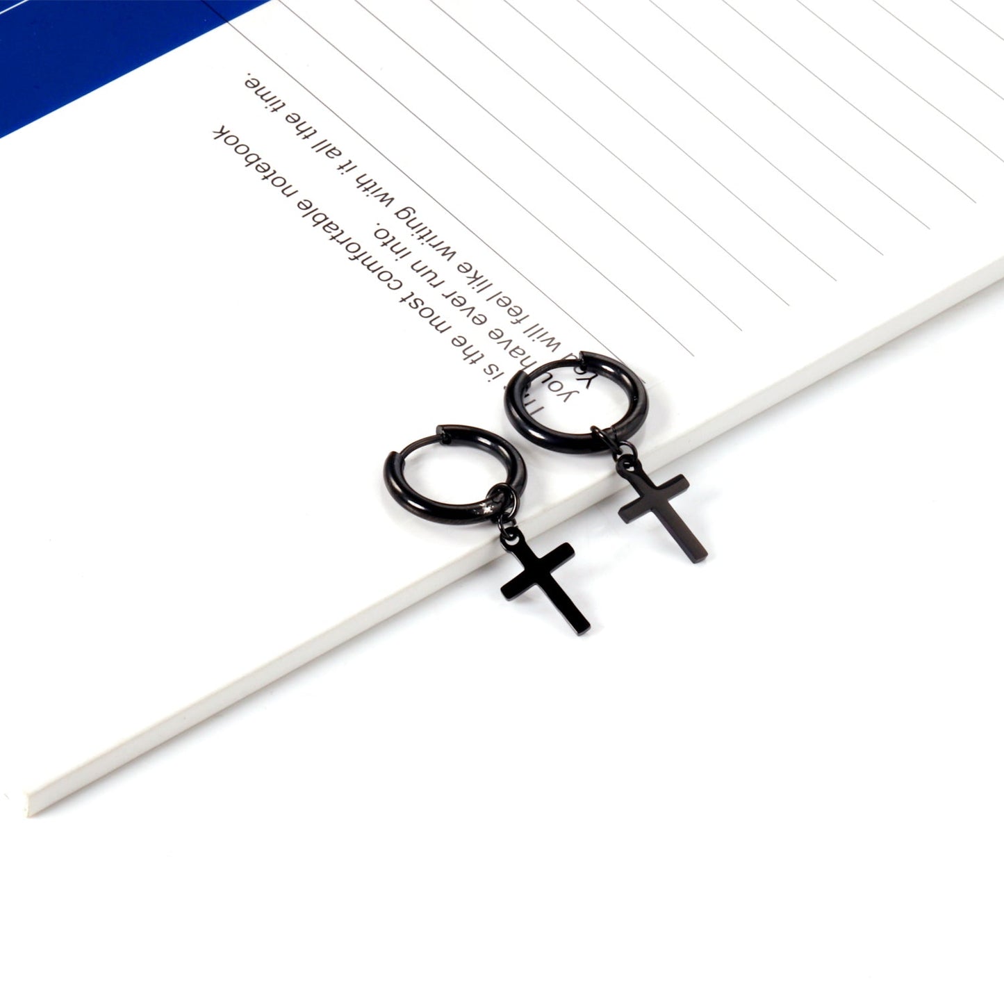 2.5 12mm Internal Wire Earrings-Steel & Gold & Rose Gold & Black Polished + 10x16mm Crosses asonjewelry