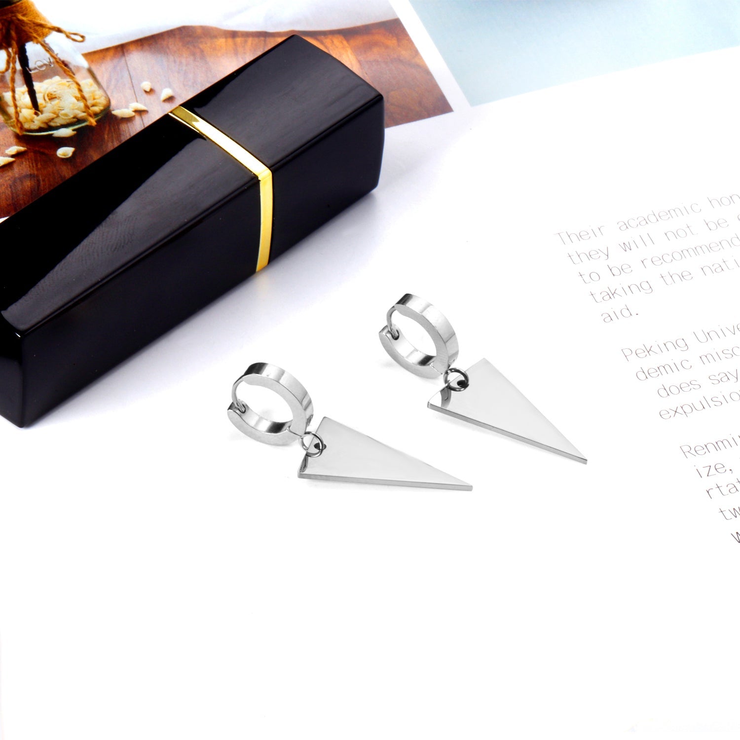 3x12mm earclips + 14x25mm triangular glossy earrings asonjewelry