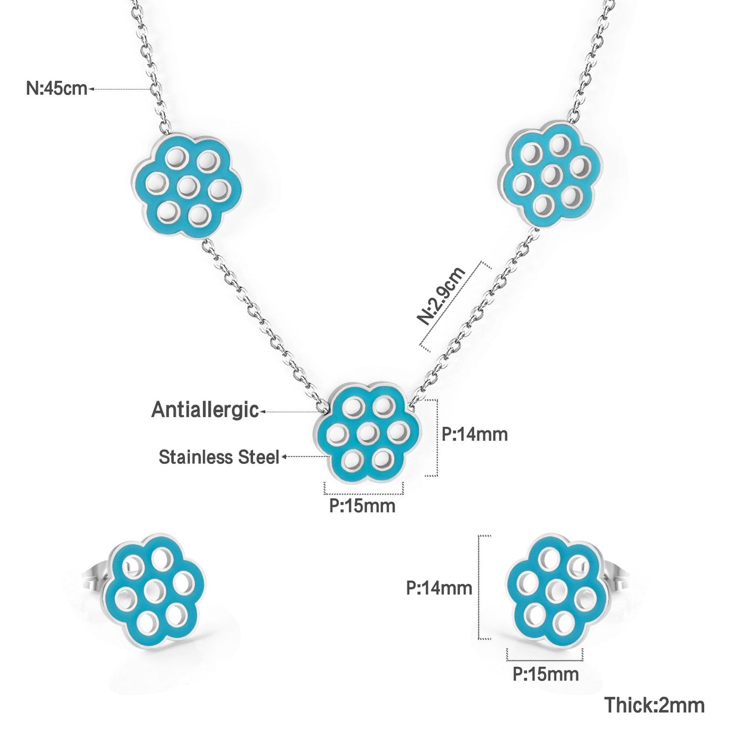 Flower Jewelry Set Gold/Steel asonjewelry