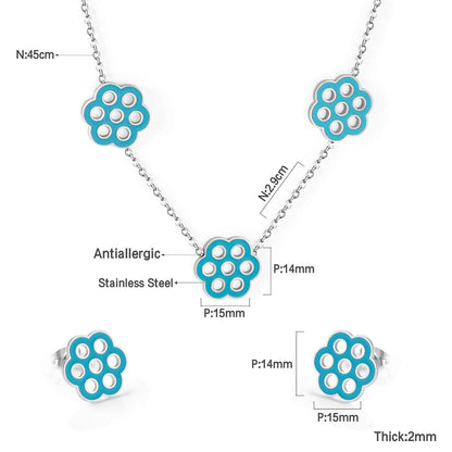 Flower Jewelry Set Gold/Steel asonjewelry