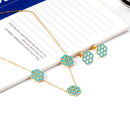 Flower Jewelry Set Gold/Steel asonjewelry