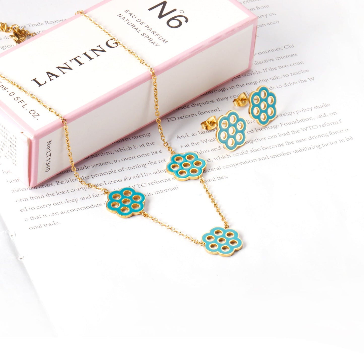 Flower Jewelry Set Gold/Steel asonjewelry