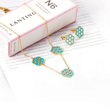 Flower Jewelry Set Gold/Steel asonjewelry