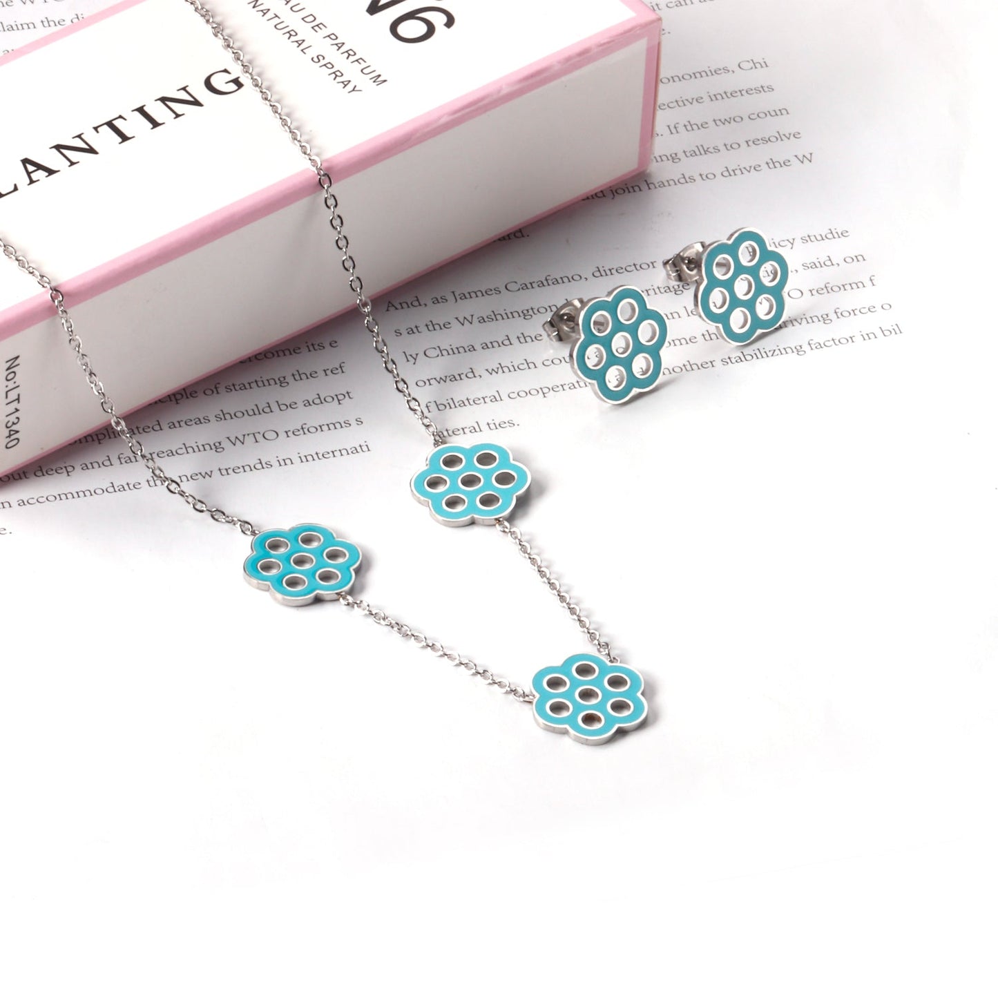 Flower Jewelry Set Gold/Steel asonjewelry