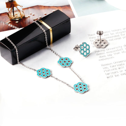 Flower Jewelry Set Gold/Steel asonjewelry