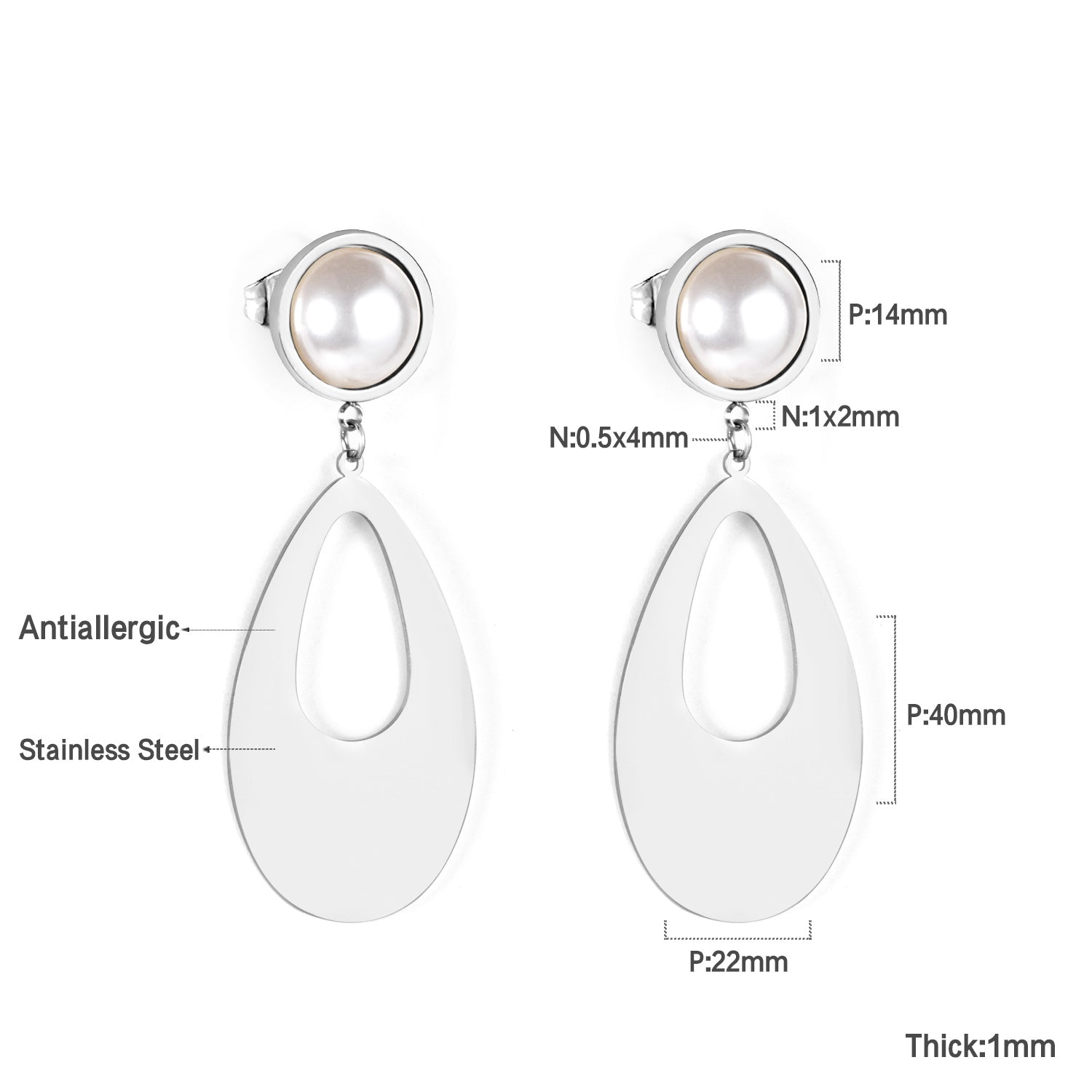 Half Pearl Glossy Oval Earrings asonjewelry
