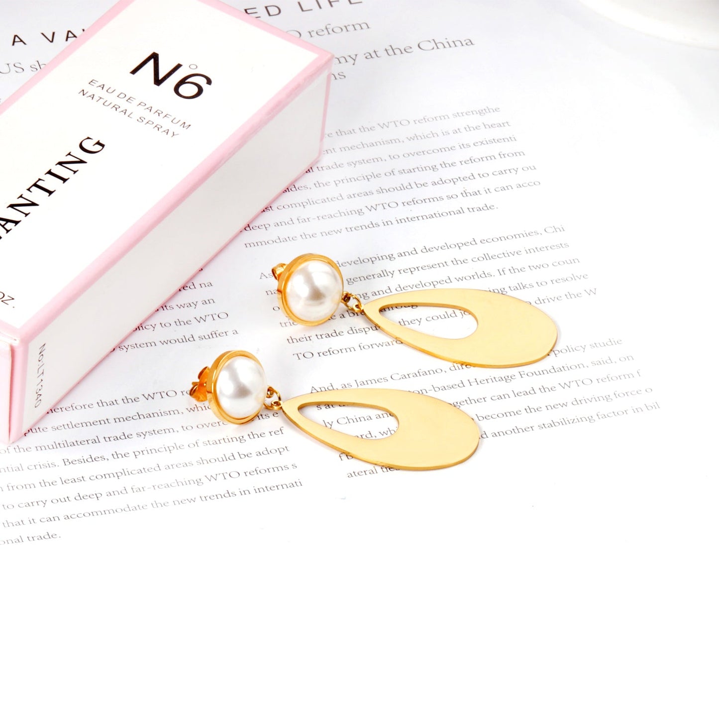 Half Pearl Glossy Oval Earrings asonjewelry