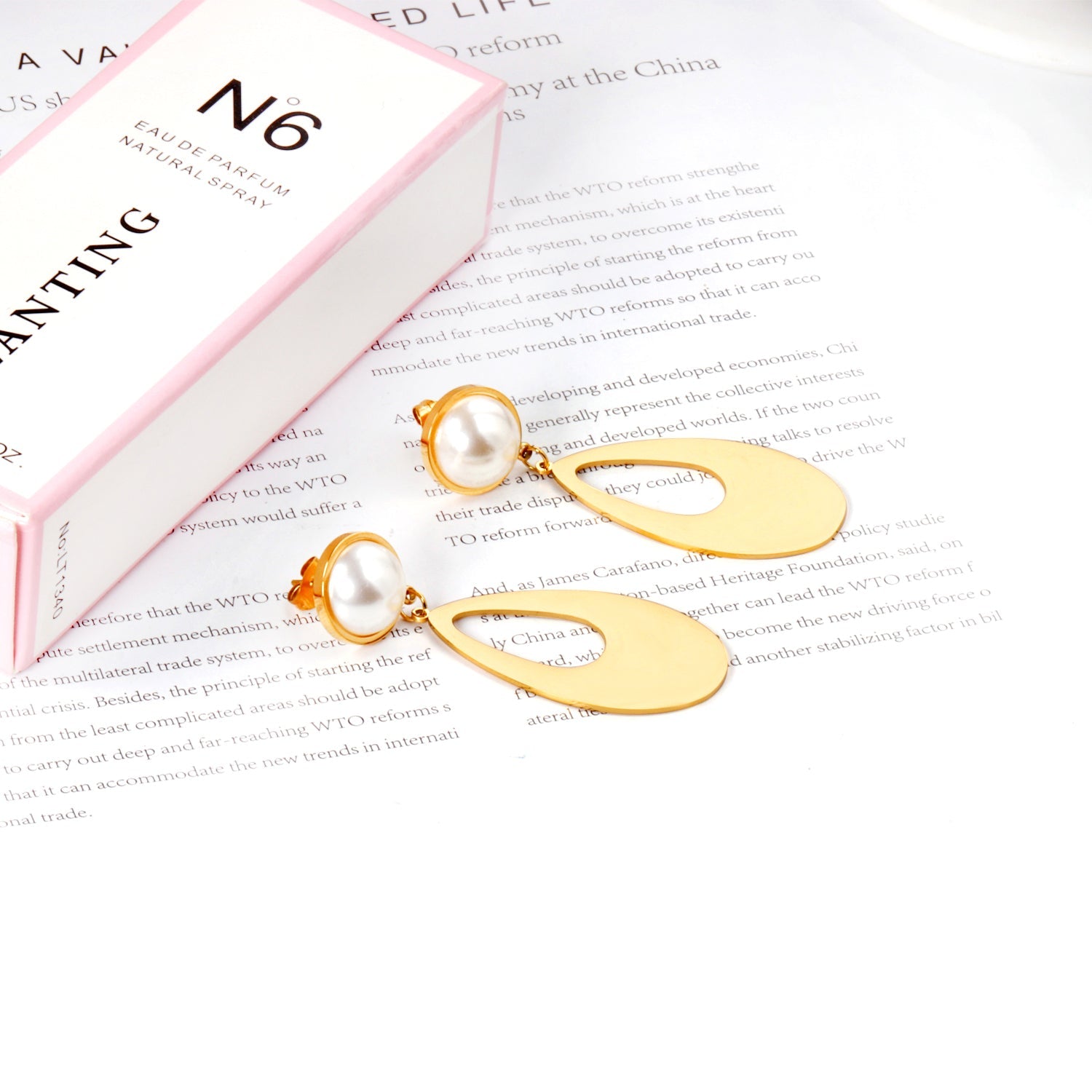 Half Pearl Glossy Oval Earrings asonjewelry