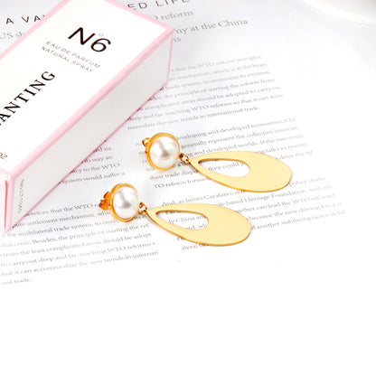 Half Pearl Glossy Oval Earrings asonjewelry