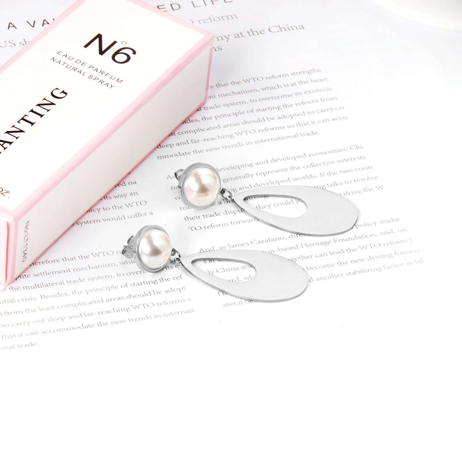 Half Pearl Glossy Oval Earrings asonjewelry