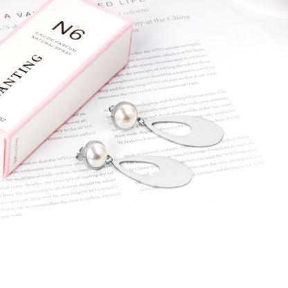 Half Pearl Glossy Oval Earrings asonjewelry