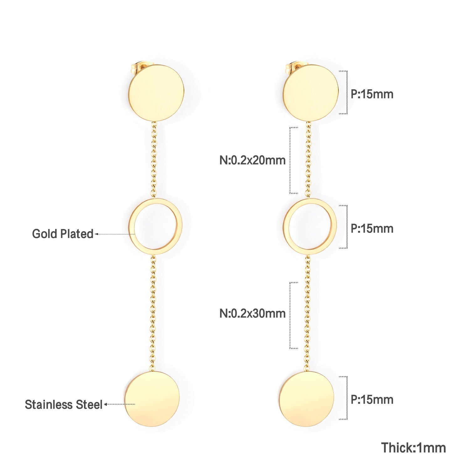 15mm Round Polished Earrings asonjewelry