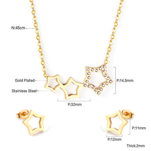 Star Jewelry Set with Diamonds Steel/Gold