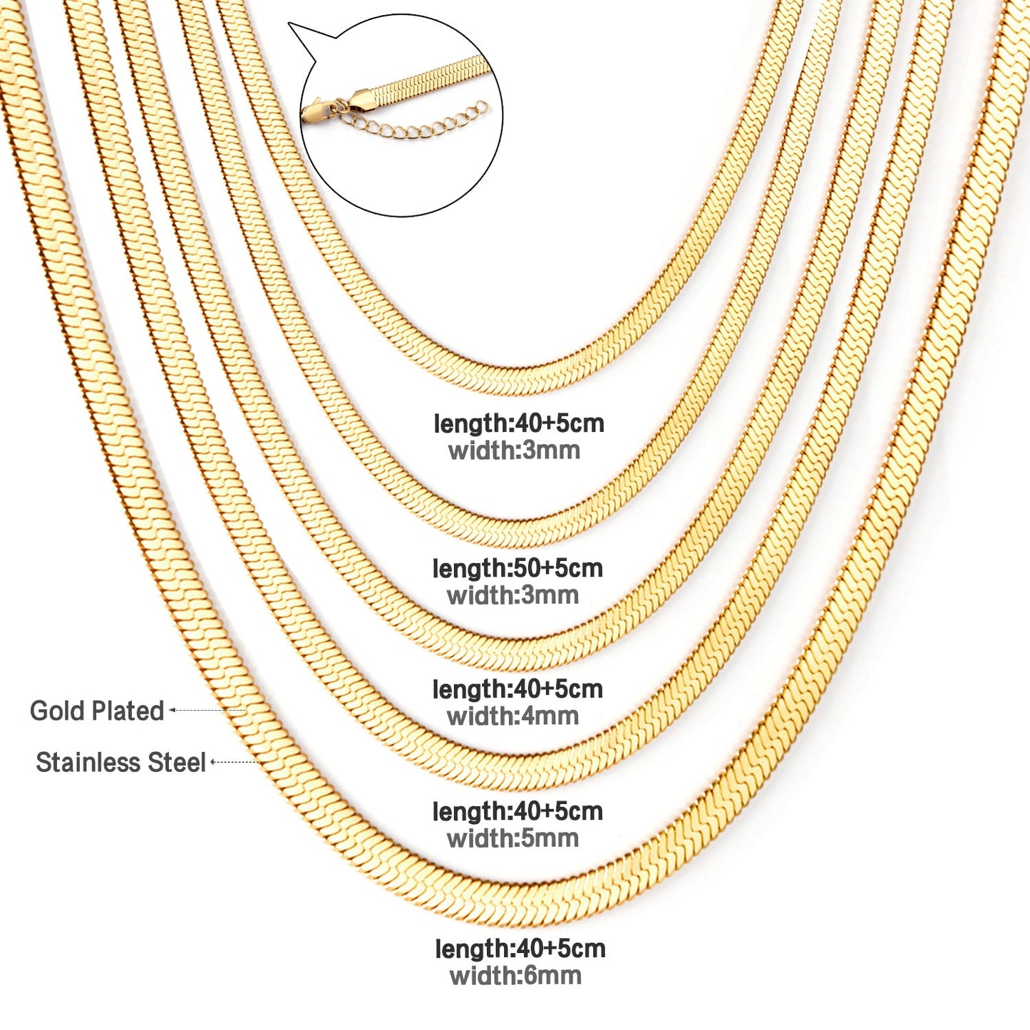 Popular 5MM*40+5CM Steel Color Blade Chain Long Necklace DIY Matching Chain asonjewelry