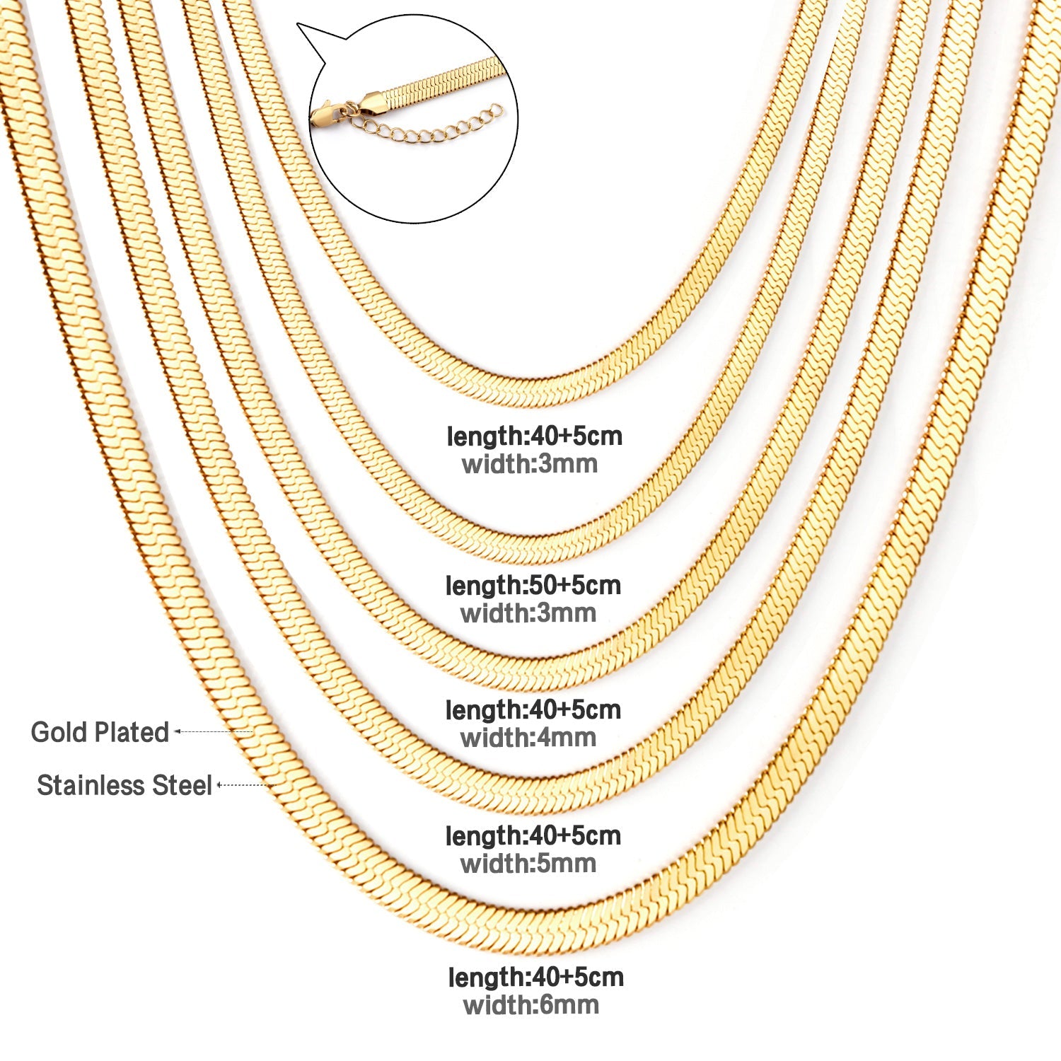 Popular 5MM*40+5CM Steel Color Blade Chain Long Necklace DIY Matching Chain asonjewelry