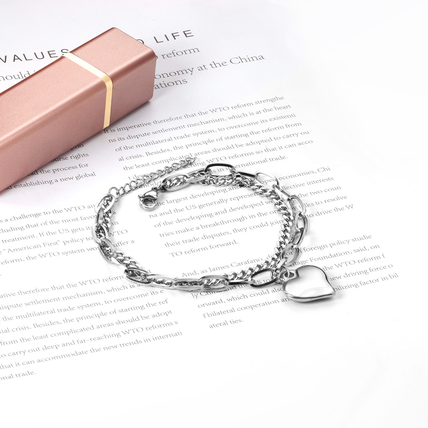 17.5*18.50mm with heart bracelet 18+3cm asonjewelry