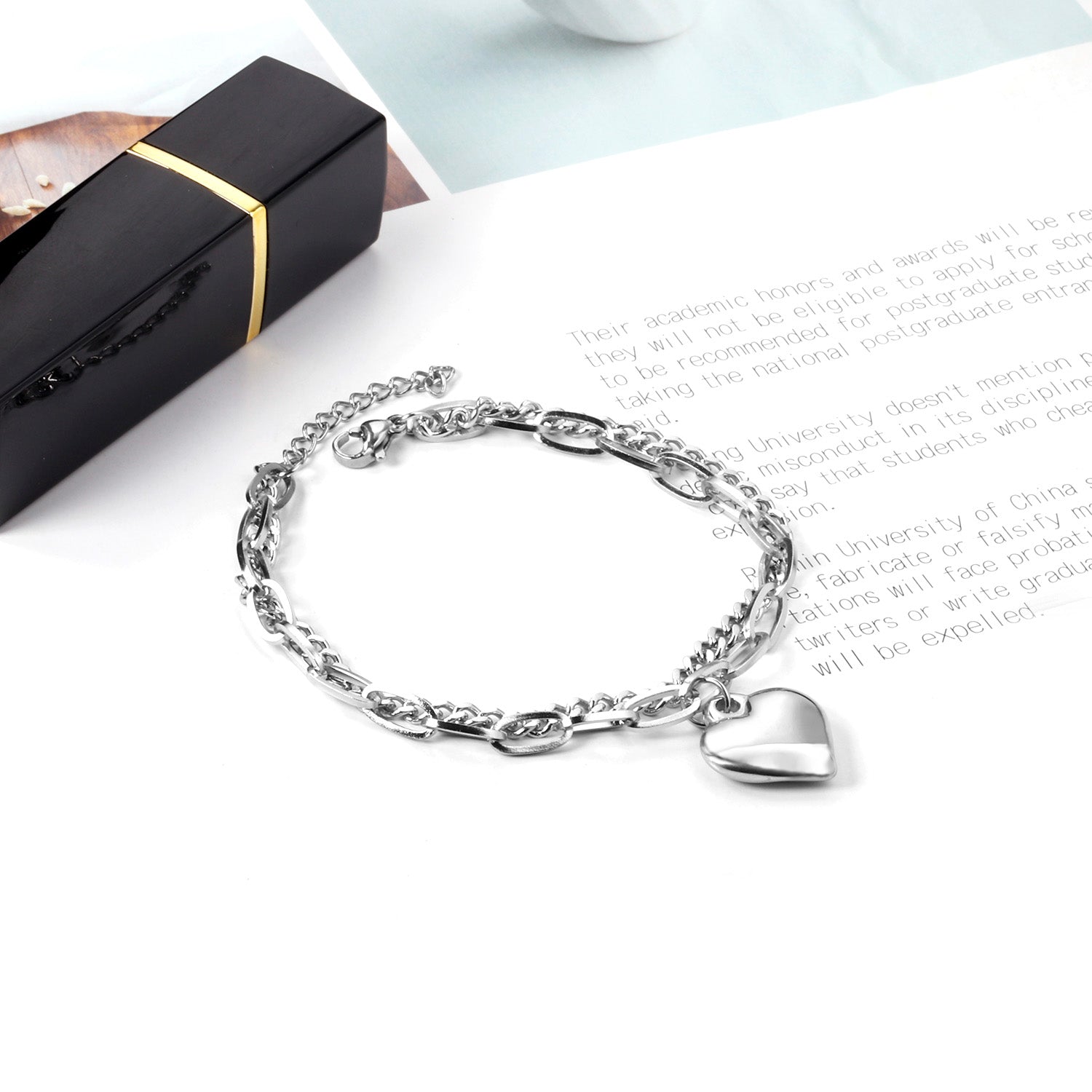 17.5*18.50mm with heart bracelet 18+3cm asonjewelry