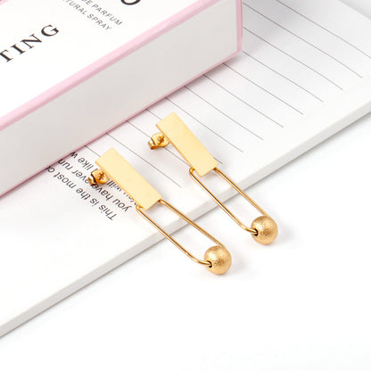 8x20mm Rectangle + 8mm Brushed Steel Bead Glossy Earrings asonjewelry