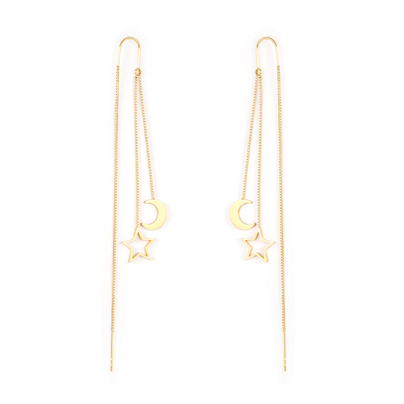 8.5x10mm Moon + 11.5mm Star Earrings