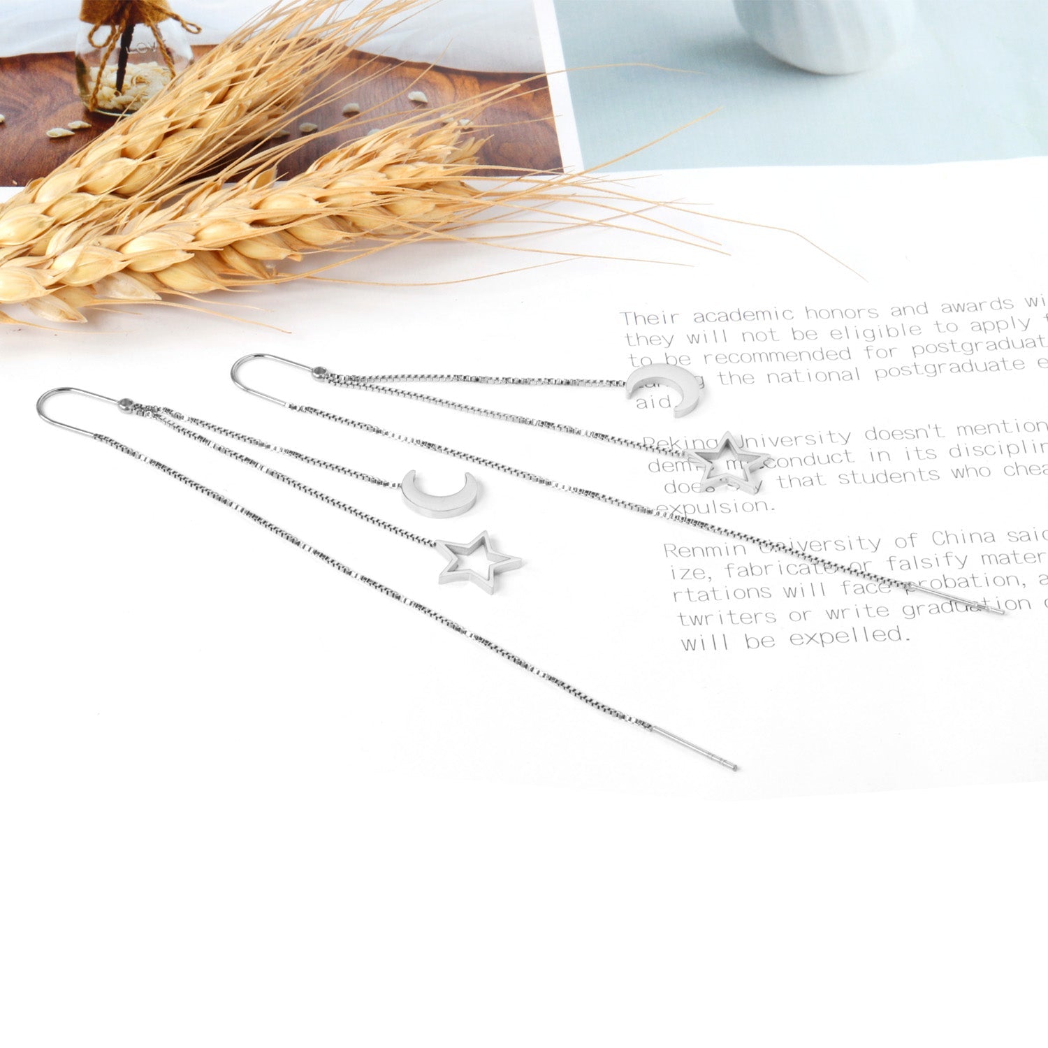 8.5x10mm Moon + 11.5mm Star Earrings asonjewelry