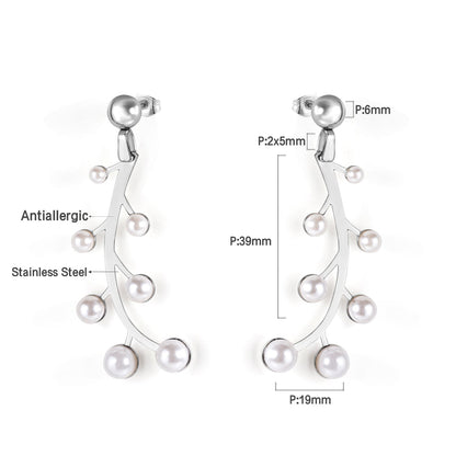 Steel beads + pearl earrings asonjewelry