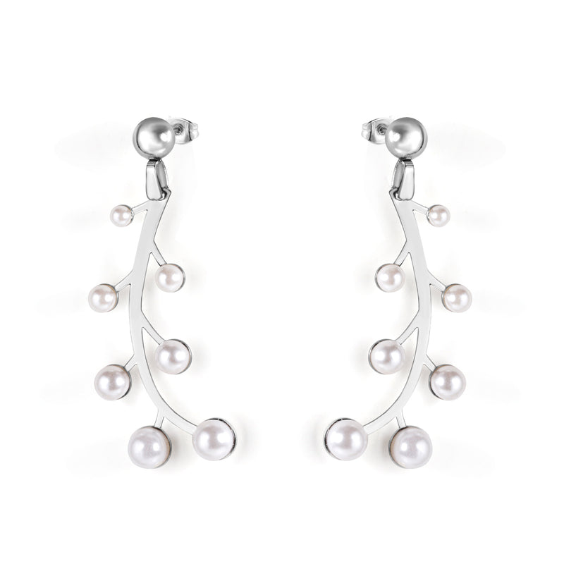 Steel beads + pearl earrings