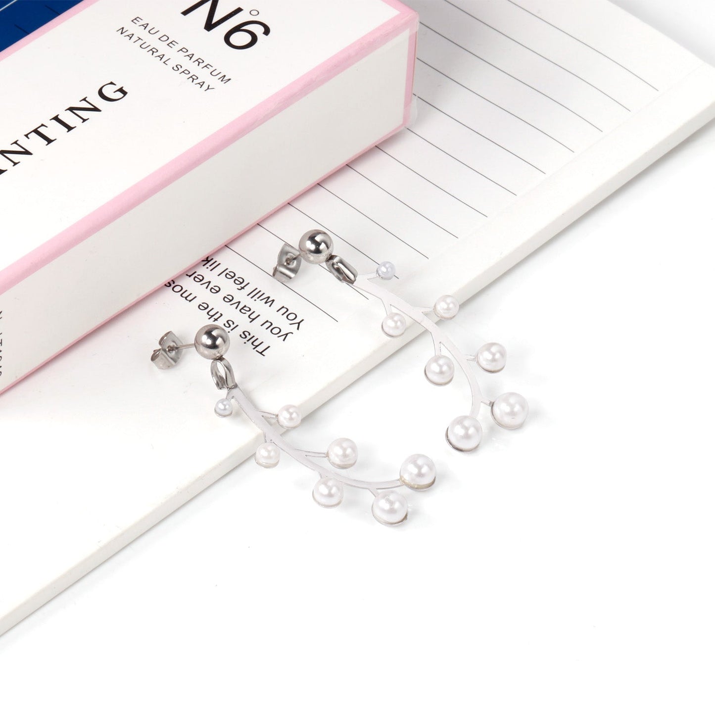 Steel beads + pearl earrings asonjewelry