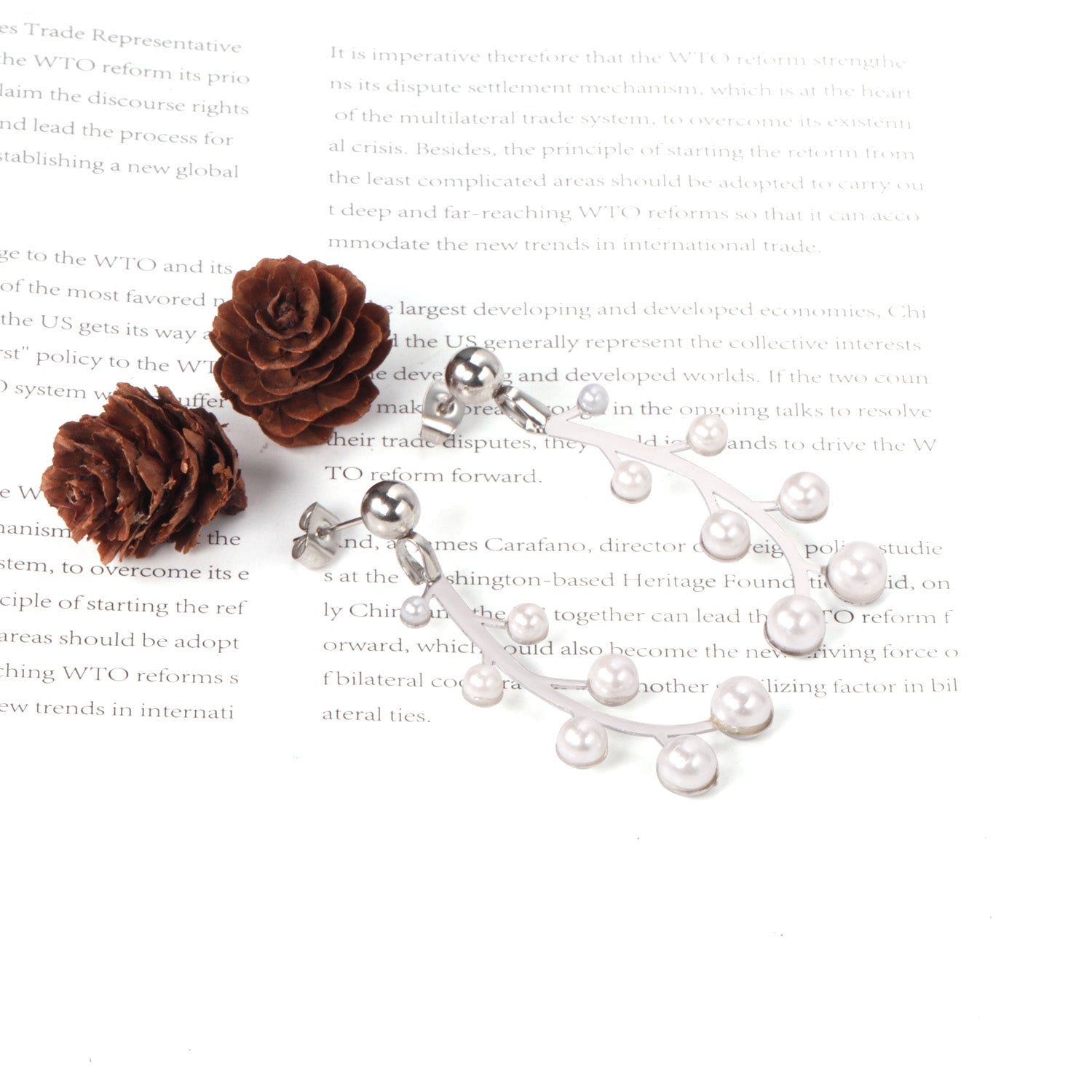 Steel beads + pearl earrings asonjewelry