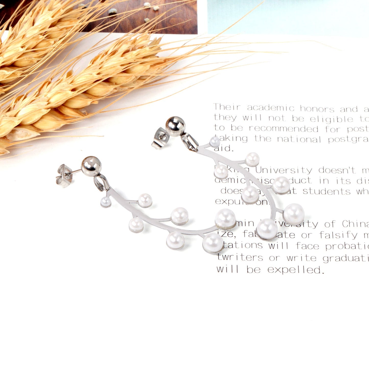 Steel beads + pearl earrings asonjewelry