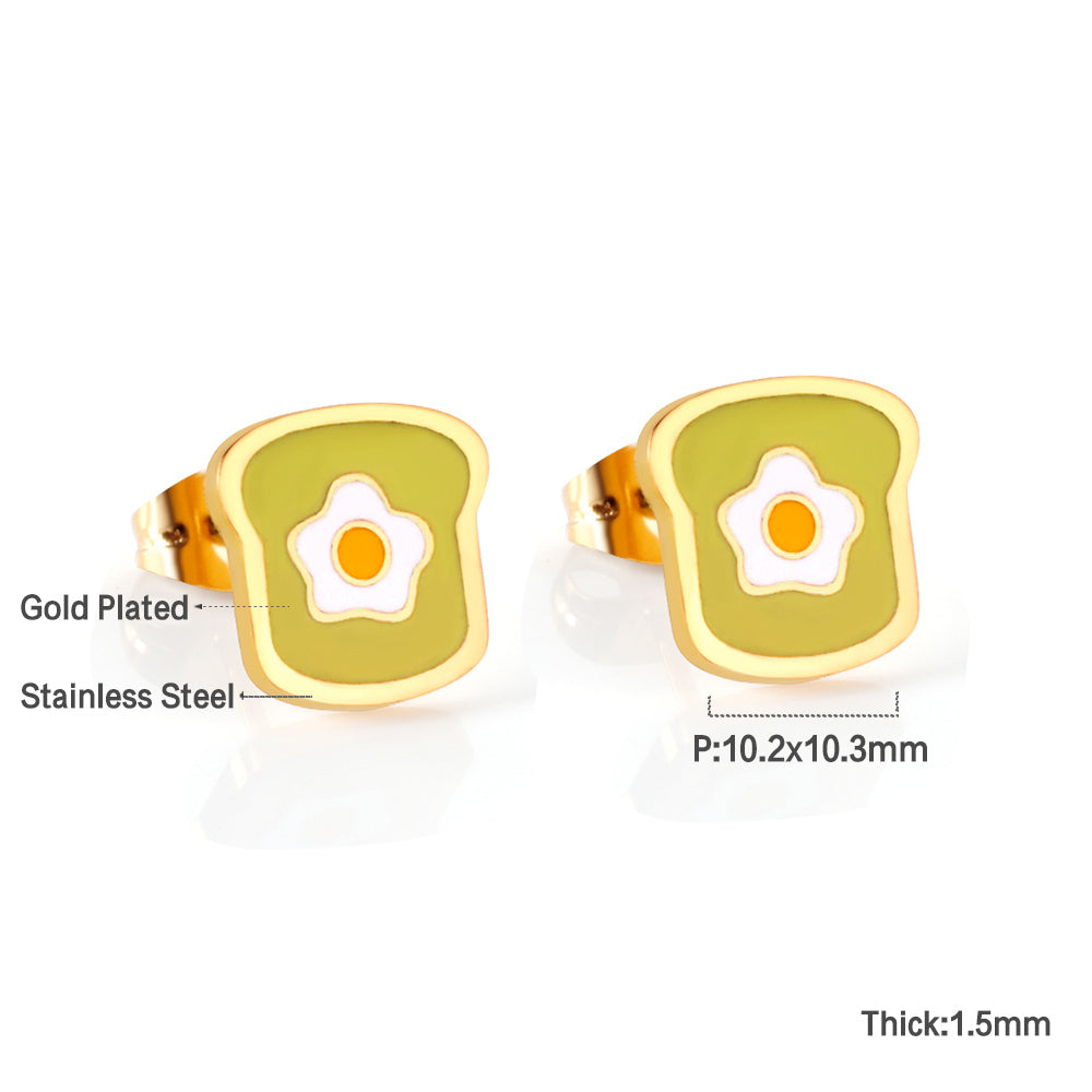 Light Green + White Ruffled Egg Cutout Stud Earrings asonjewelry